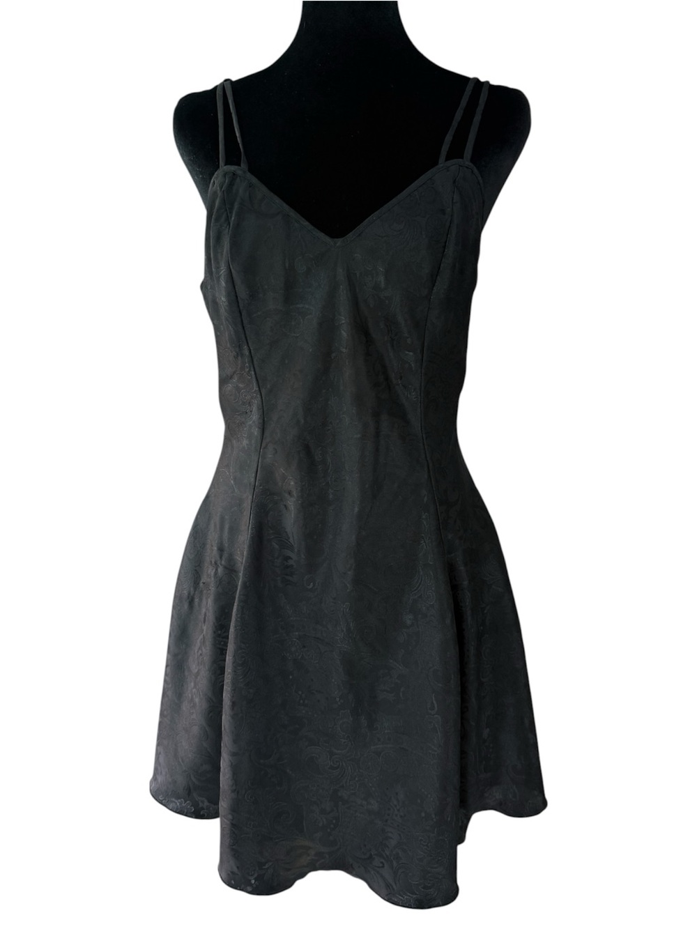 Vintage Victoria's Secret Black Paisley Jacquard Mini Slip Dress. Size M.